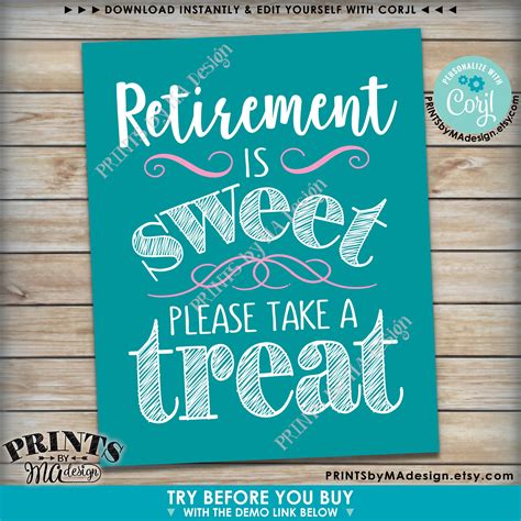 Retirement Is Sweet Please Take A Treat Sign Retirement Party Decor