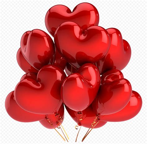 Hd Realistic Red Balloons Hearts Valentine Love Png Citypng