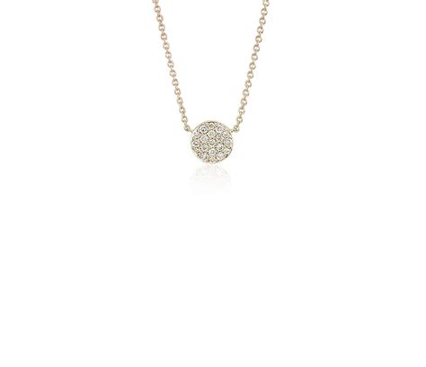 Some diamonds have fewer than 17 facets. Mini Micropavé Button Diamond Necklace in 14k Yellow Gold ...