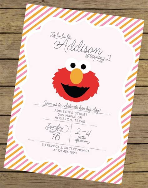 Elmo Invitation Elmo Invite Elmo Birthday Party Invitation Sesame Street Invitation Girl