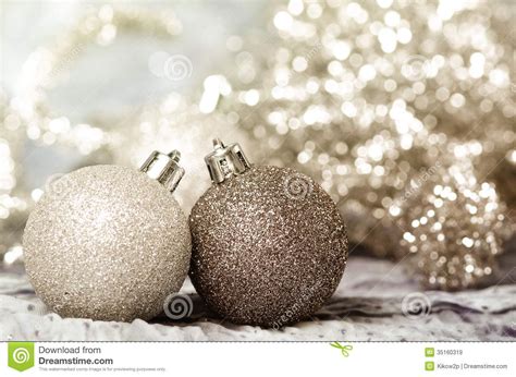 Christmas Ornaments Of Gold And Silver Royalty Free Stock Images