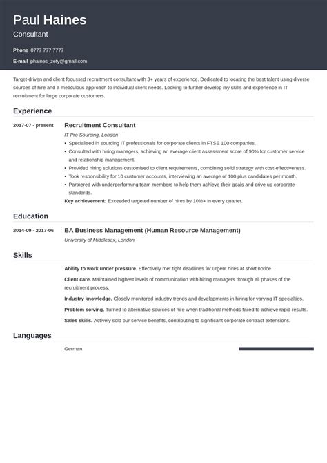 How to write the best cv on biotechnology example. Recruitment Consultant CV Example & Writing Guide
