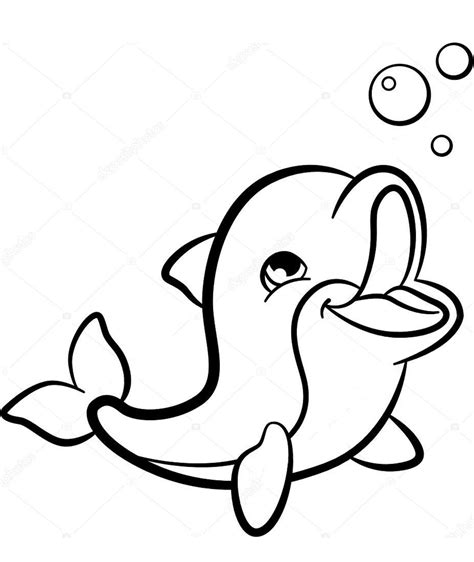 Dibujos De Kawaii Delfín Feliz Para Colorear Pintar E Imprimir