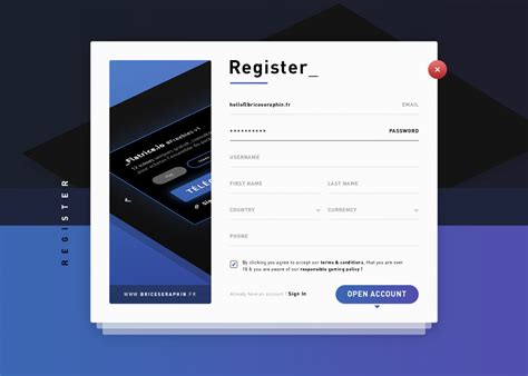 User Registration Form Template Psd App Interface Design Login Page