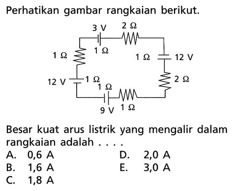 Perhatikan Gambar Rangkaian Berikut Besar Kuat Arus List