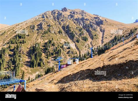 Ski Lift In Mountain Scenery In The Himalayan Zailiyskiy Alatau Ile