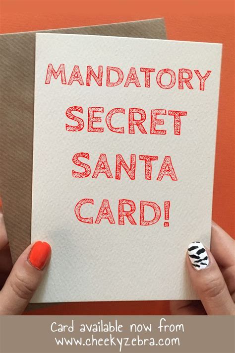 Secret Santa Secret Santa Print Christmas Card Santa Card
