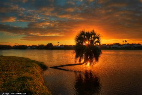 Sunset At Lake Catherine Palm Beach Gardens Florida Hdr Photography
