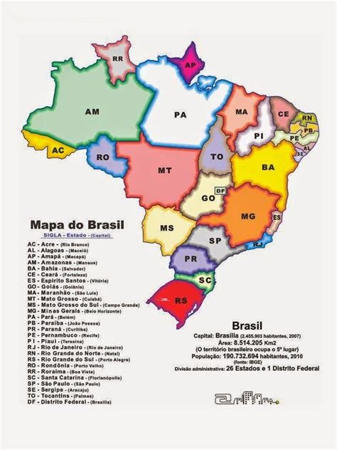 Mapa Do Brasil Regi Es E Siglas Mapas Pinterest