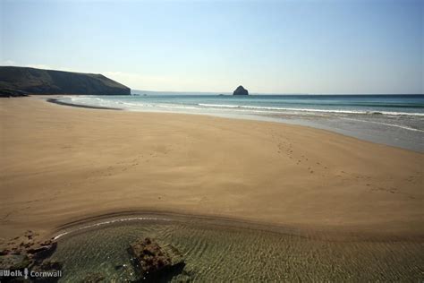 View Along Trebarwith Strand From Hole Beach At Low Tide Cornwall