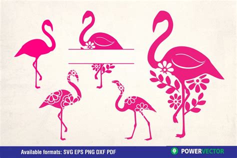 Pink Flamingo Clipart Floral Split Mandala Svg Cut Files