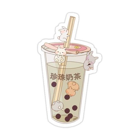 Bubble Tea And Boba Bunnies Sticker By Supremiere Anime Stickers Kawaii Stickers Aesthetic
