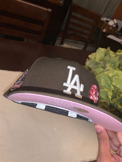New Era 🌺new Brown La Fitted W Pink Brim And Pink Rose Size 7 38 Grailed