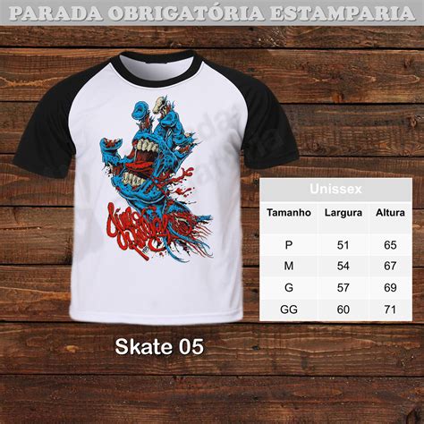 Camiseta Raglan Manga Preta Skate 05 Elo7 Produtos Especiais