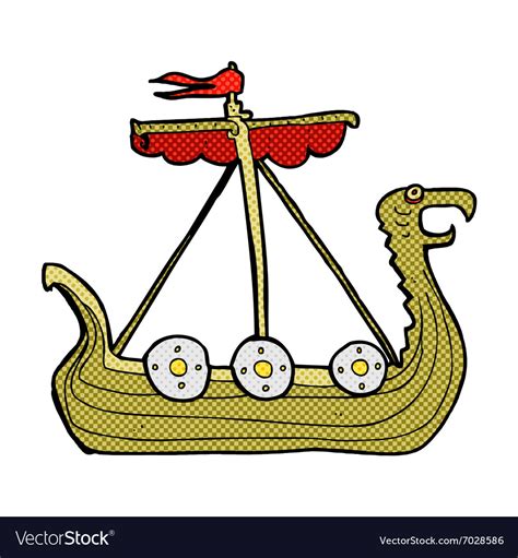 Comic Cartoon Viking Ship Royalty Free Vector Image