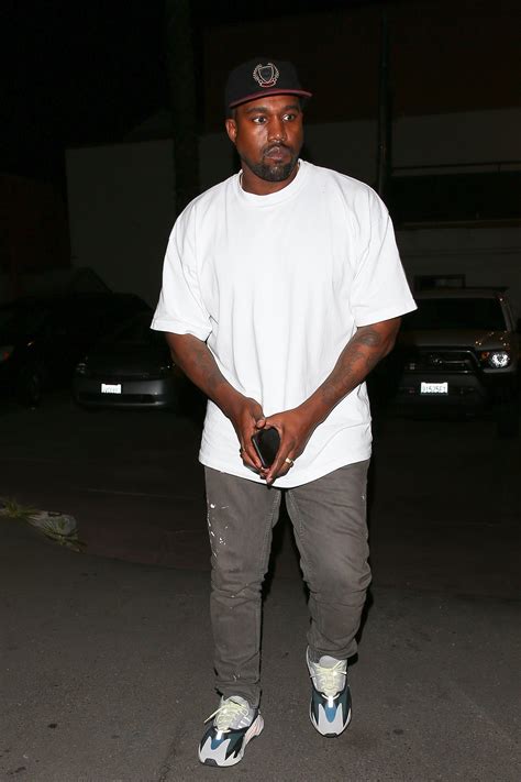 Kanye West Wearing Yeezy Season 5 Crest Hat Adidas Yeezy Wave Runner