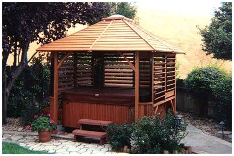 We needed some kind of inexpensive hot tub enclosure with a canopy/cover that would fit our 9' wide x 8' deep x 6' high space. 31 best images about Hot Tub Privacy / Spa Enclosures on ...