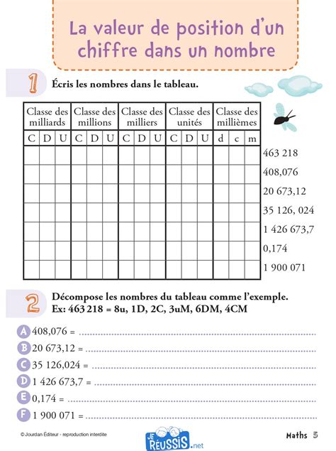 Exercices De Mathématique Pour Le Cm2 Je Réussis