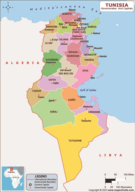 Tunisia Governorates And Capitals List And Map List Of Governorates