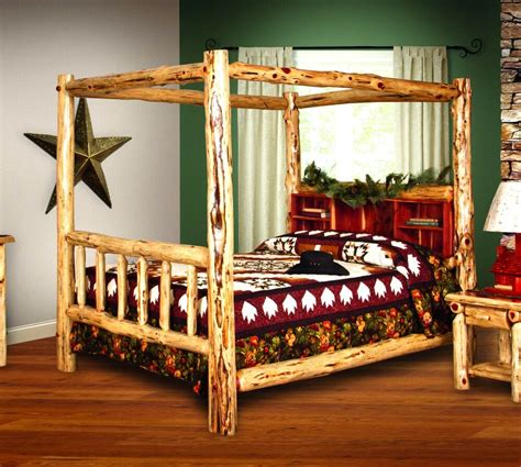 Glade canopy bed crafting log. Rustic Red Cedar Log Canopy Bookshelf Bed FULL SIZE ...