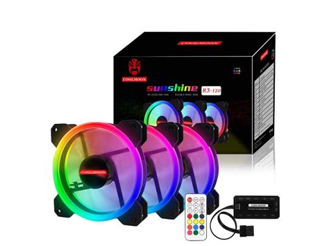 Kit Rgb Led Pwm Case Fans 120mm With Remote Controller Fan Hub And