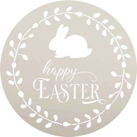 Happy Easter Round Stencil with Bunny by StudioR12 | DIY Spring Wreath