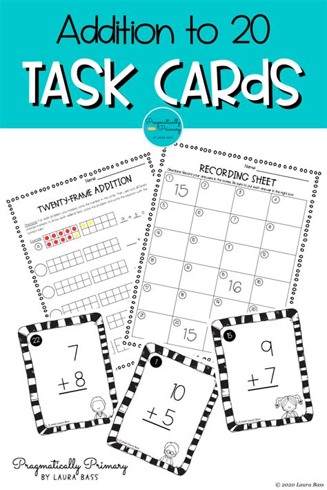 Addition Within 20 Task Cards Activity First Grade Math Center