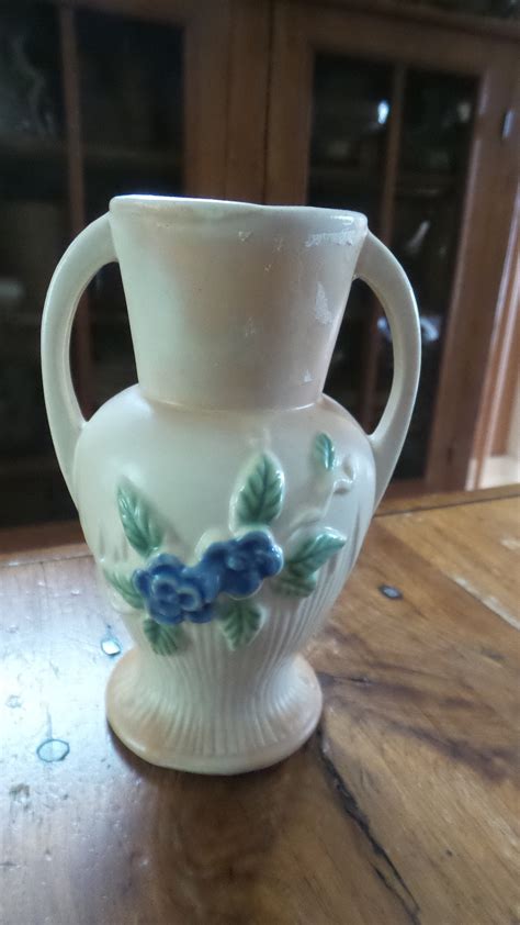 Antique Vintage Pottery Vase Lilies Of The Valley Blue Etsy