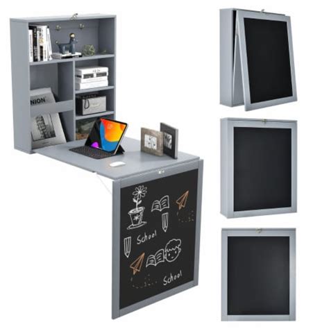 Wall Mounted Table Fold Out Convertible Desk With A Blackboard