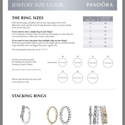 Pandora Jewelry Pandora Size Chart Poshmark
