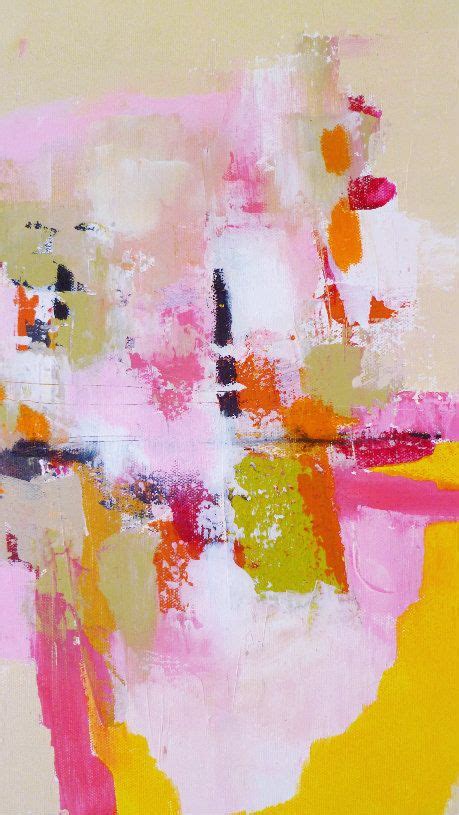 An Abstract Painting With Pink Yellow And White Colors