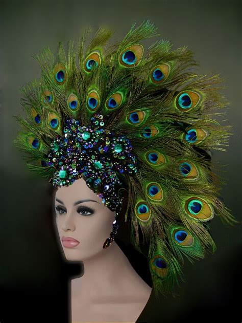 Da Neena Pt Peacock Cabaret Showgirl Samba Drag Headdress Ebay