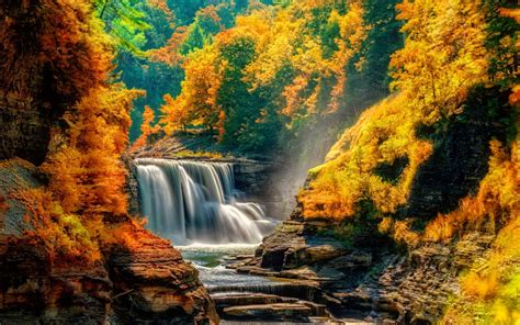 Autumn Waterfall Free Wallpaper Wallpapersafari