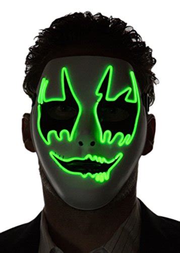 Neon Nightlife Mens Light Up Angry Clown Mask White Blue And Red Siseneo