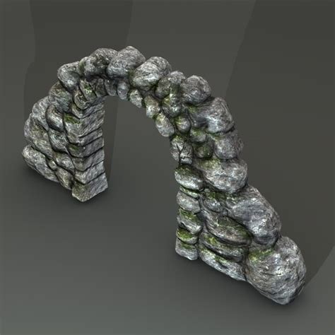 3d Ancient Mossy Stone Arc Model