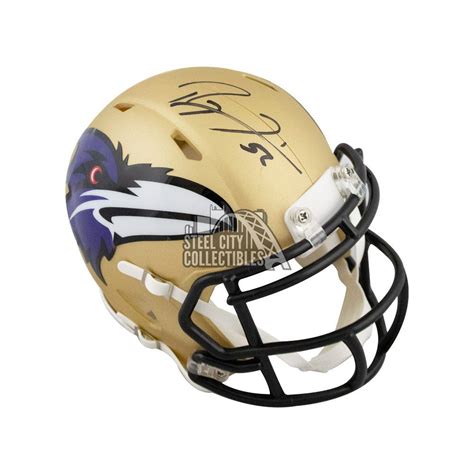 Ray Lewis Autographed Baltimore Ravens Amp Mini Football Helmet Bas Coa Steel City Collectibles