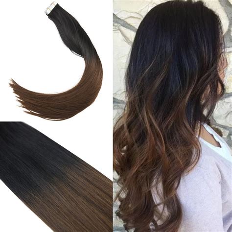 Perfect Color Youngsee Ombre Natural Black To Dark Brown Remy Tape In