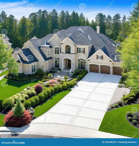 Upper Class Luxury Big House Exterior of Expensive Real Estate Stock