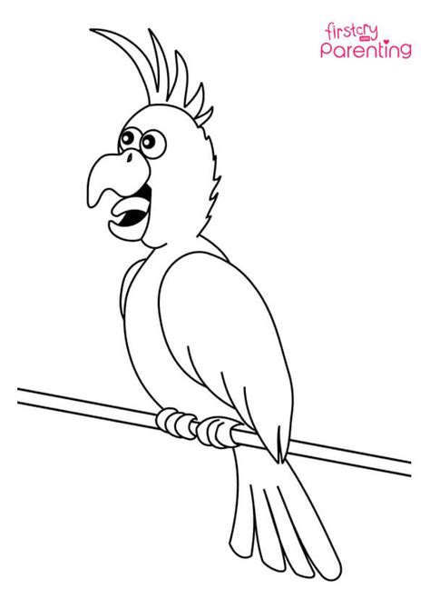 Talking Cartoon Parrot Coloring Page For Kids Firstcry Parenting