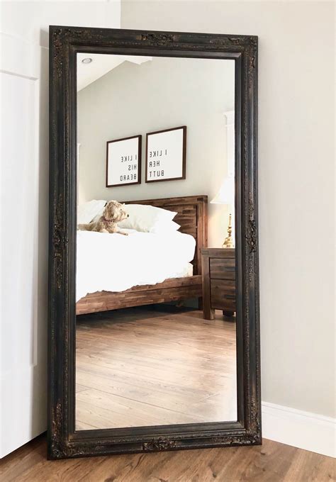 Rustic Black Leaning Mirror For Sale Full Length Mirror Baroque Framed 56x32 Or 62”x32 Large