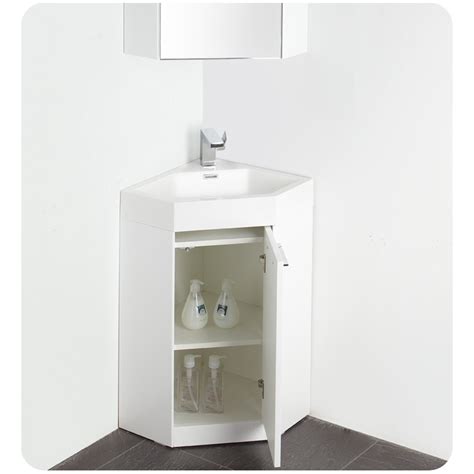 Fresca Coda 18 White Modern Corner Bathroom Vanity Burroughs