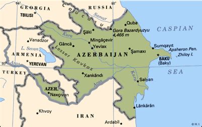 Map of azerbaijan, satellite view. Worldpress.org - Azerbaijan Profile