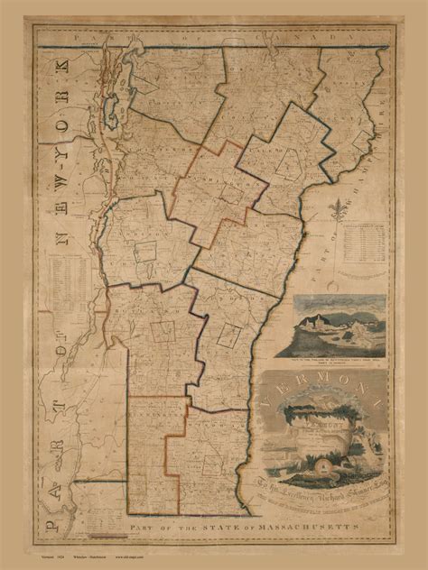 Vermont 1824 Whitelaw Old State Map Reprint Old Maps