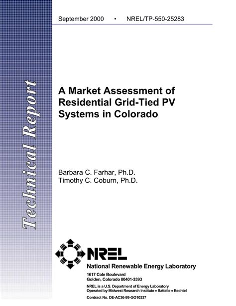 Pdf A Market Assessment Of Residential Grid Tied Pv Systems In Colorado