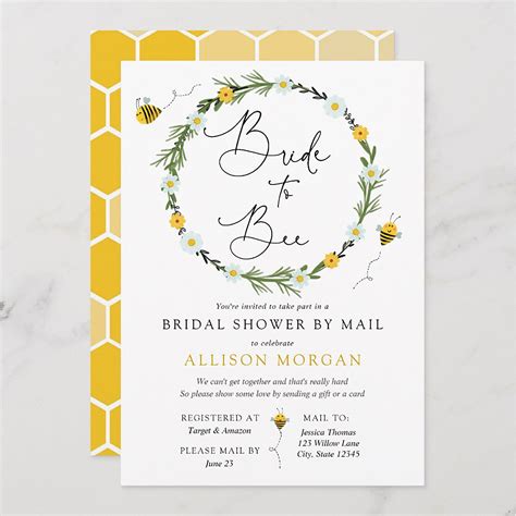 Hosting your bridal shower during covid 19 from www.bridalshowerideas4u.com. Bride to Bee Bridal Shower by Mail Invitation Long ...