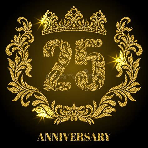 Anniversary Of 25 Years Digits Frame And Crown Made In Swirls Stock