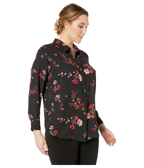 Lauren By Ralph Lauren Synthetic Plus Size Floral Button Down Shirt
