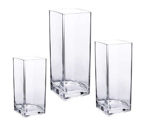 Buy Decent Glass Glass Tall Square Vase 10 X 4 Inches 8 X 4 Inches 6