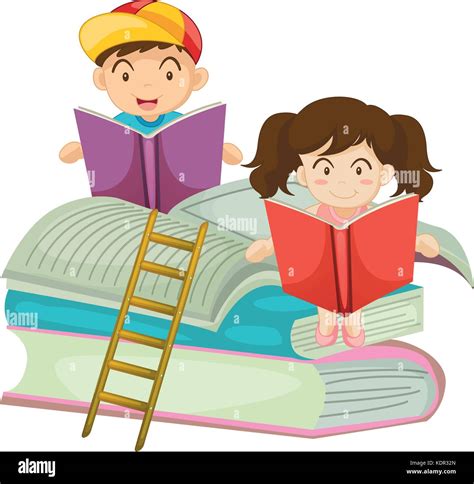 Niño Y Niña Leyendo Libro Juntos Ilustración Imagen Vector De Stock Alamy