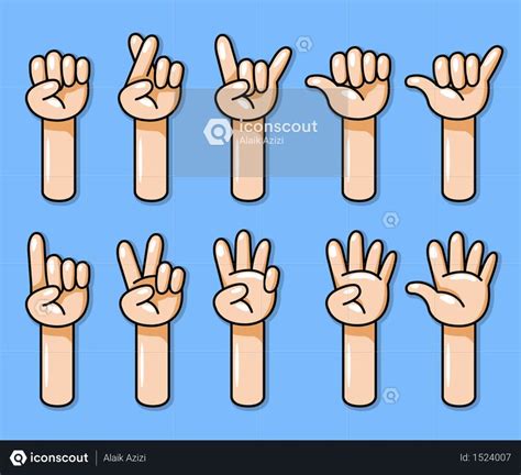 Best Cartoon Hand Gesture Set Illustration Download In Png And Vector